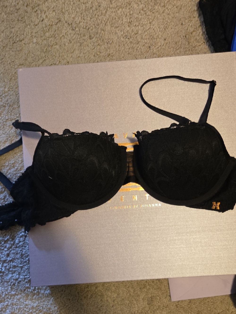 Savage X Fenty Black Lace Push-Up Bra